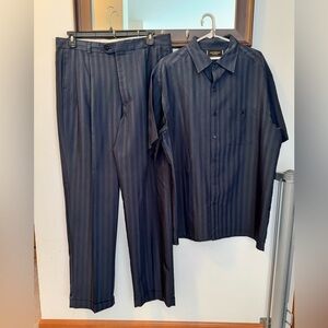 Lucelli Navy Striped Shirt and Pants Set Size XL Shirt 38 Pants